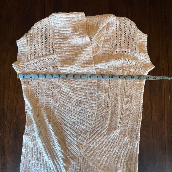 Pink Rose Cream Knit Open Cardigan, Lightweight, Short Sleeve, Size Large - Picture 8 of 8